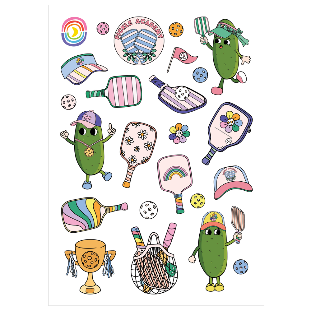 Pickle Ball Academy Glossy Sticker Sheet