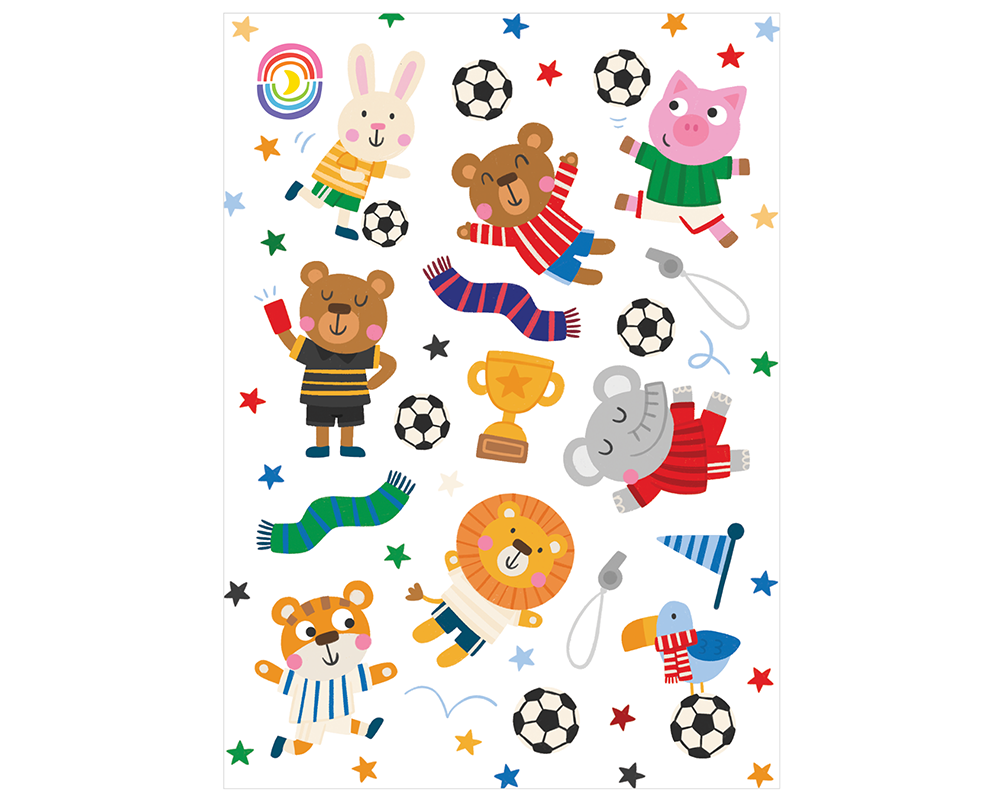Soccer Animals Hologram Sticker Sheet