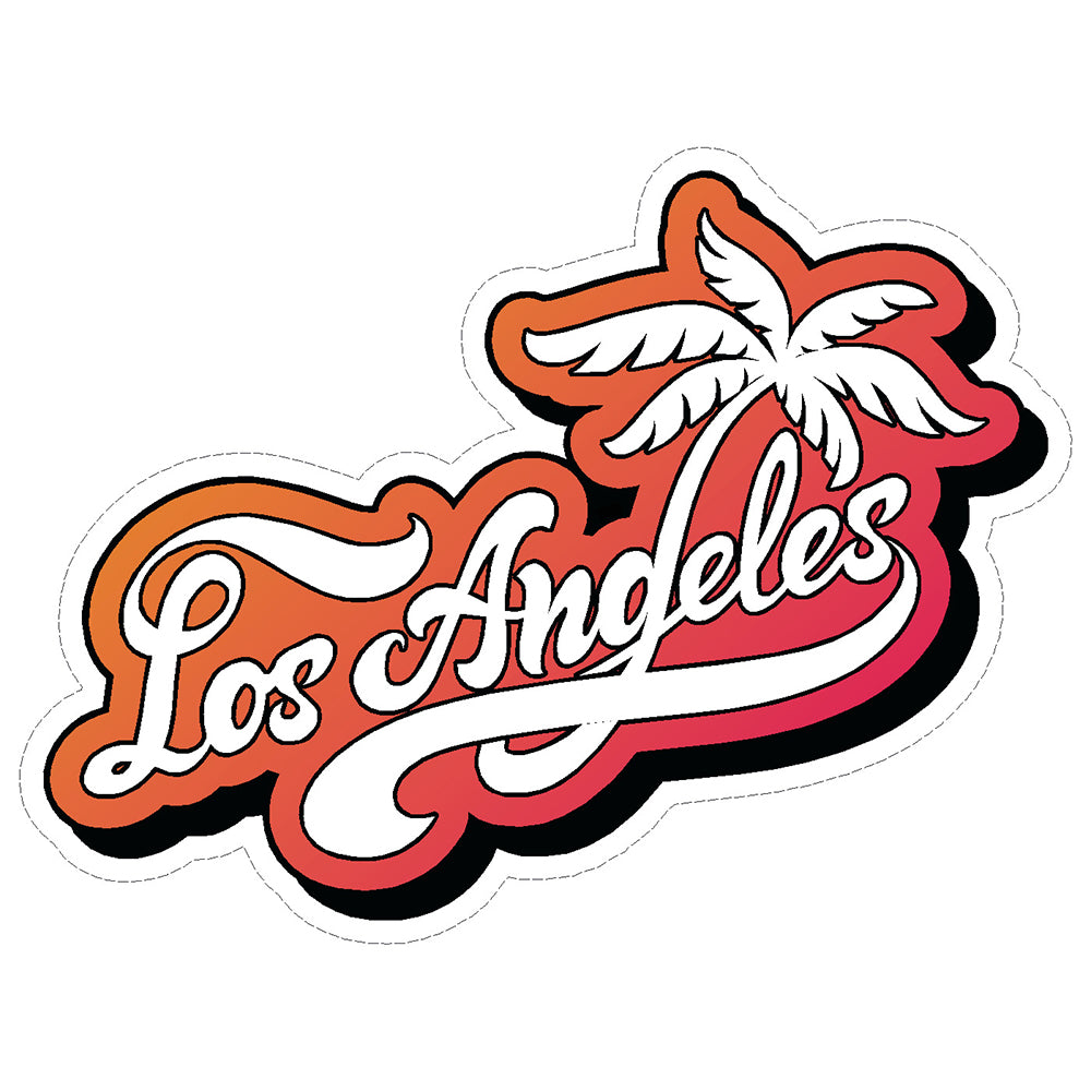 Los Angeles White Script on Red Vinyl Sticker Decal