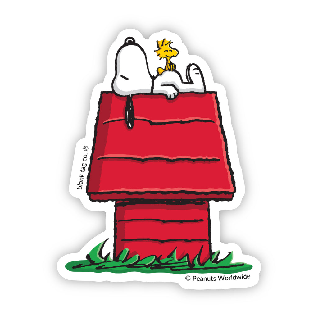 charlie brown holding motorcycle helmet The Peanuts Snoopy & Woodstock Vinyl Sticker Decal – Sticker Planet