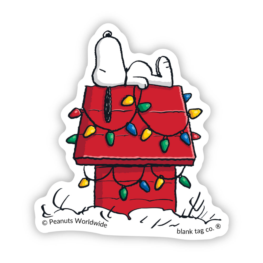 The Peanuts Snoopy on his Christmas Doghouse Vinyl Sticker Decal