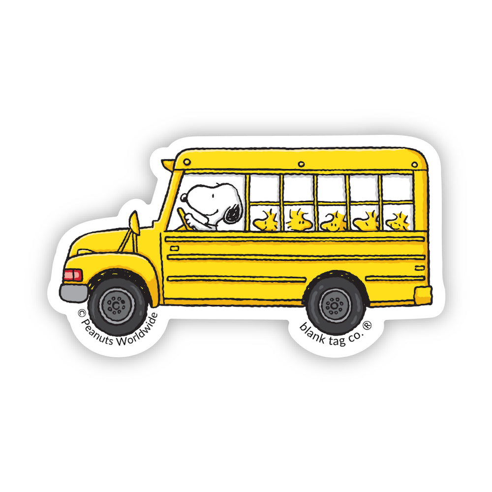 The Snoopy Driving A School Bus Vinyl Sticker Decal