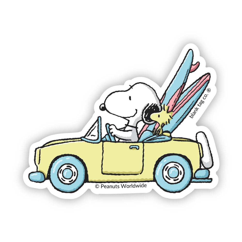 The Snoopy and Woodstock Going To The Beach Vinyl Sticker Decal