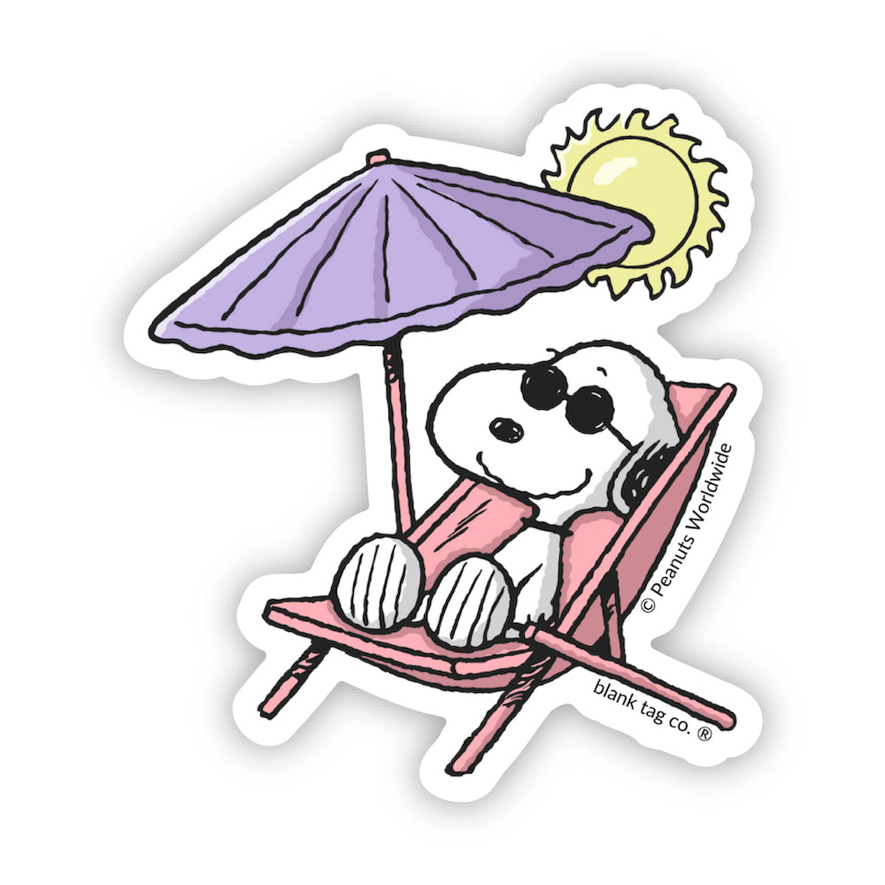 The Snoopy On A Beach Chair Vinyl Sticker Decal