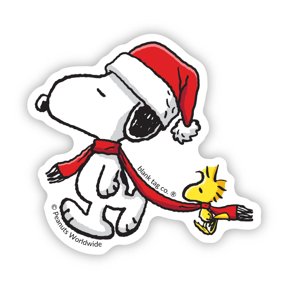 The Peanuts Snoopy with Woodstock and a Scarf Vinyl Sticker Decal