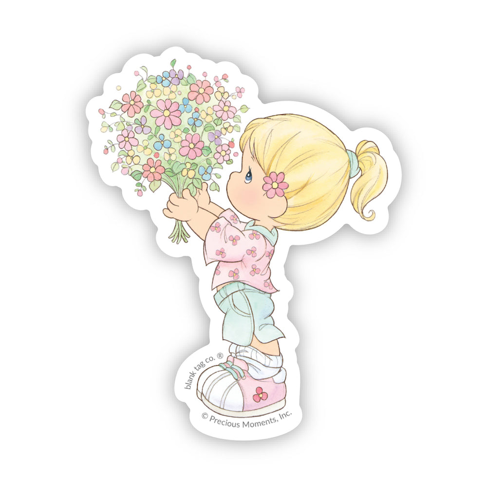 The Precious Moments Flower Girl Vinyl Sticker Decal
