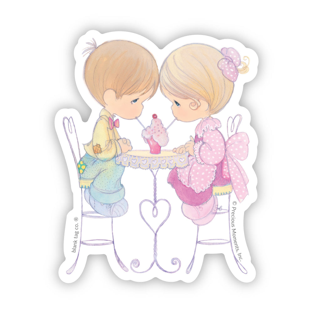 The Precious Moments Kids Sharing a Milkshake Vinyl Sticker Decal