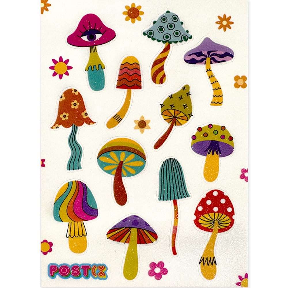 Groovy And Funky Magic Mushroom Glitter Sticker Sheet