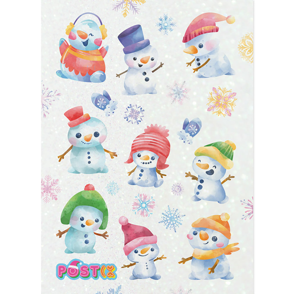 Sweet Snowmen Glitter Stickers