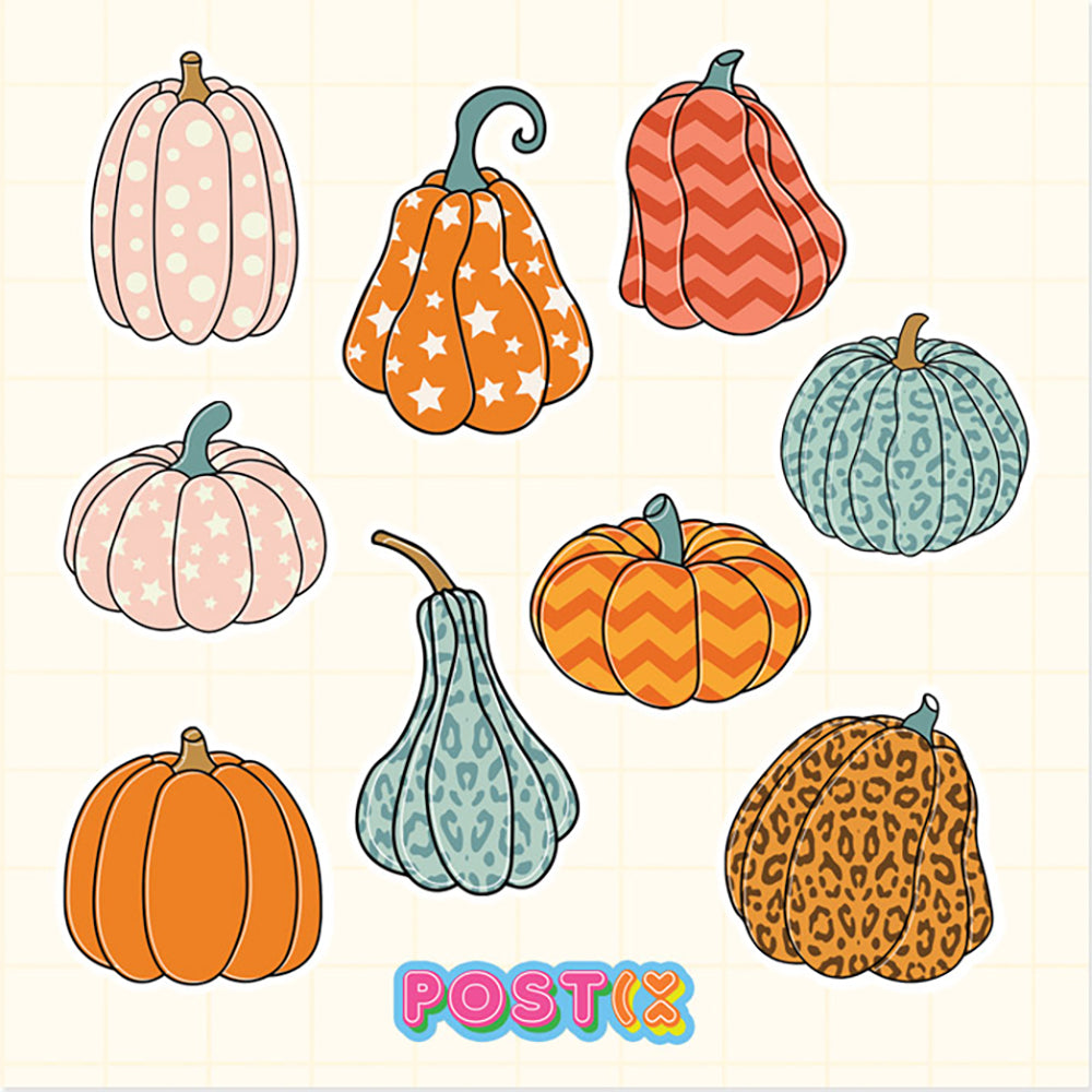 Funky Pumpkins Square Stickers