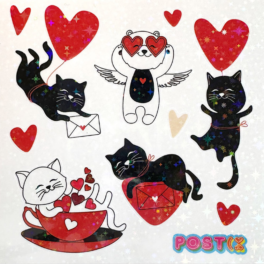 Cats Knead Love Hologram Square Stickers