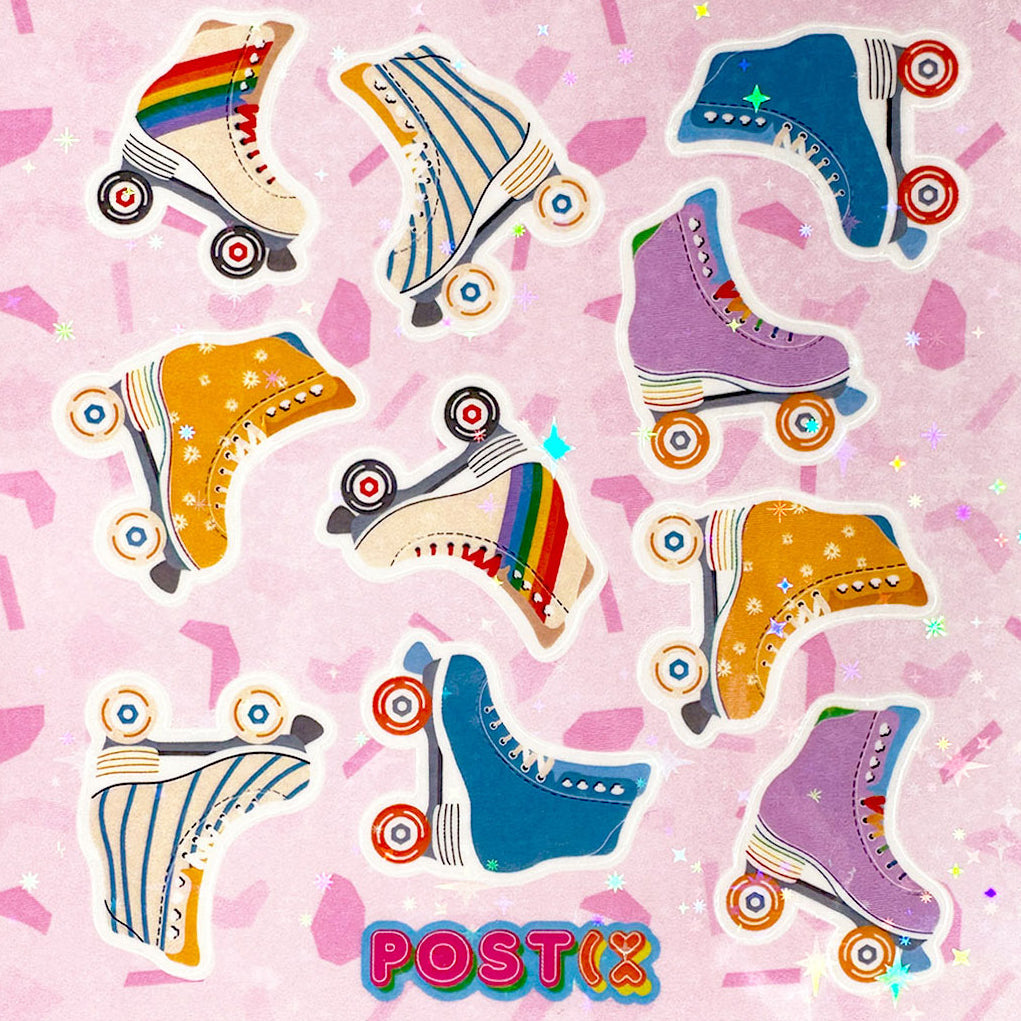 Rollerskates Holographic Stickers