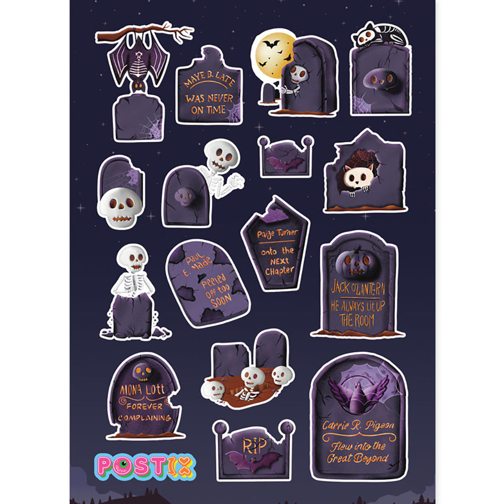 Pun-derground Punny Halloween Gravestone Matte Stickers