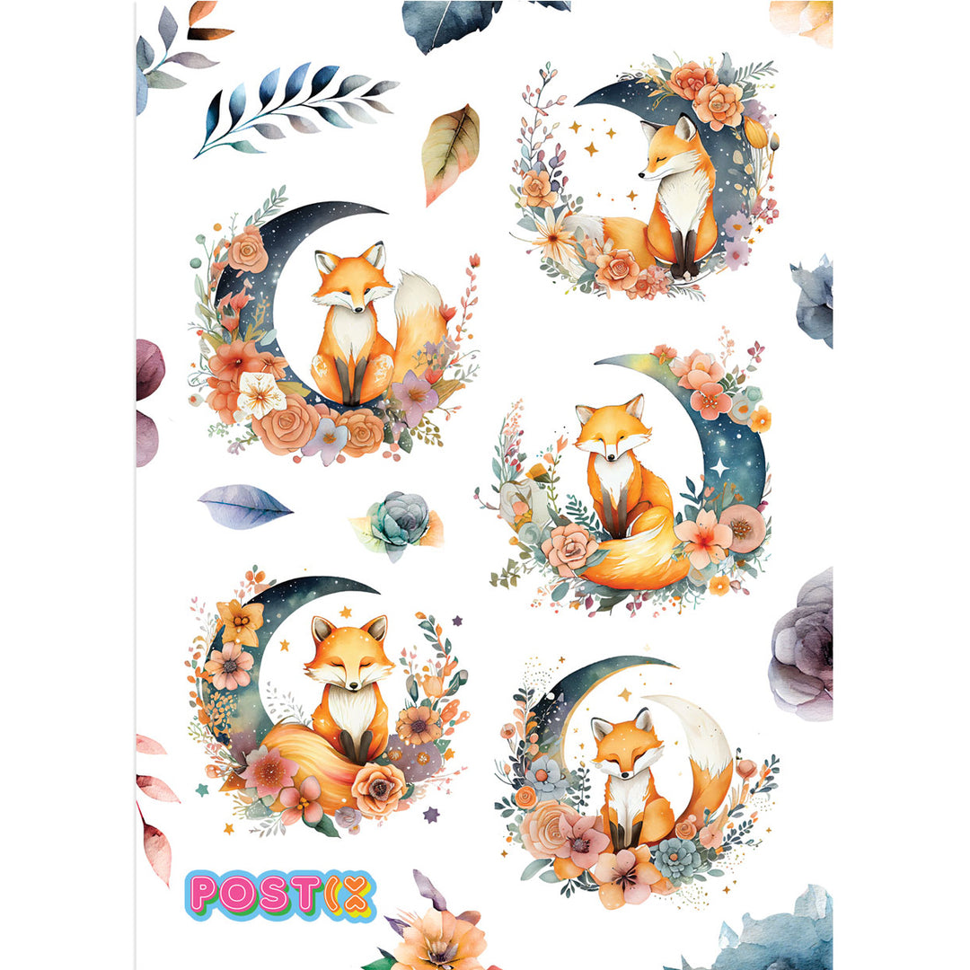 Mystic Moonlight Foxes and Florals Washi Stickers