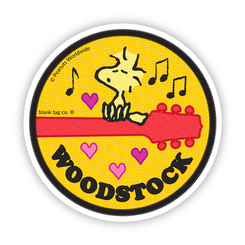 The Peanuts Singing Woodstock on a Guitar Vinyl Sticker Decal