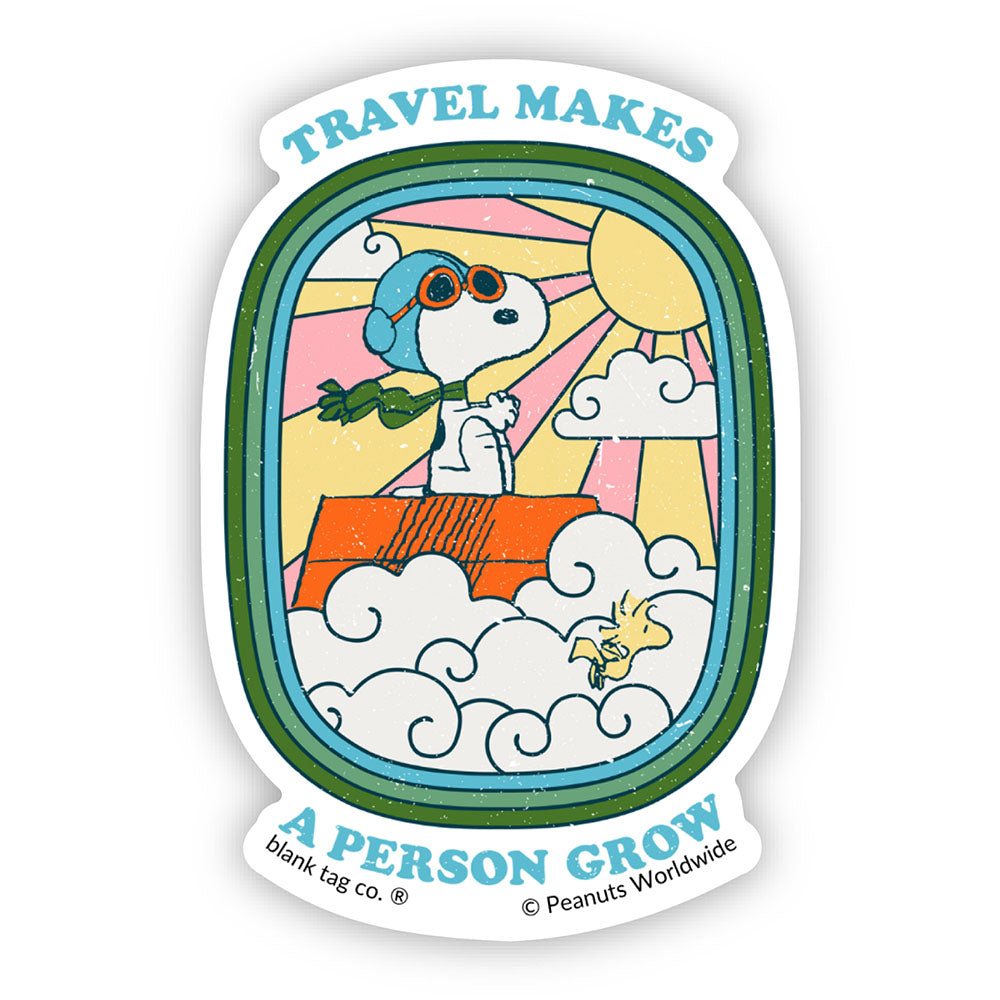 The Peanuts Travel Makes A Person Grow Vinyl Sticker Decal