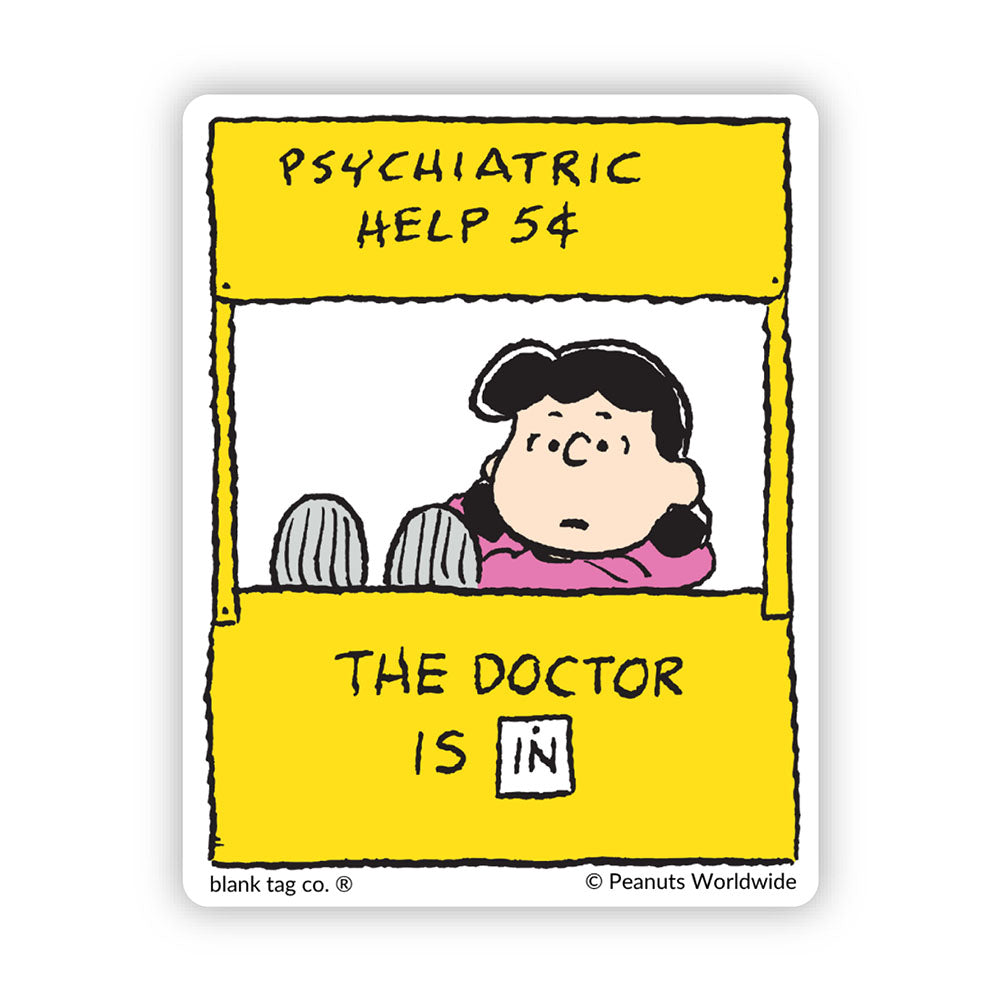 The Peanuts Doctor Is In Vinyl Sticker Decal