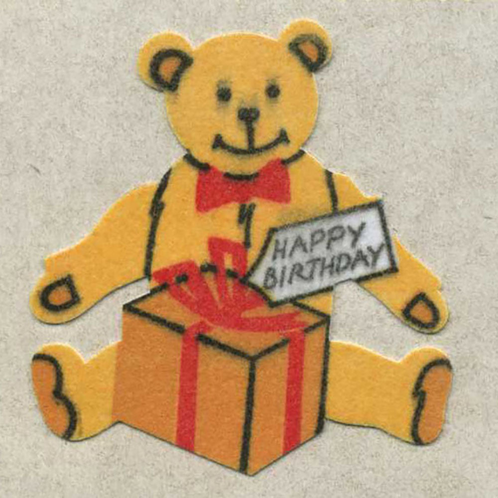 Birthday Bear Fuzzy Stickers