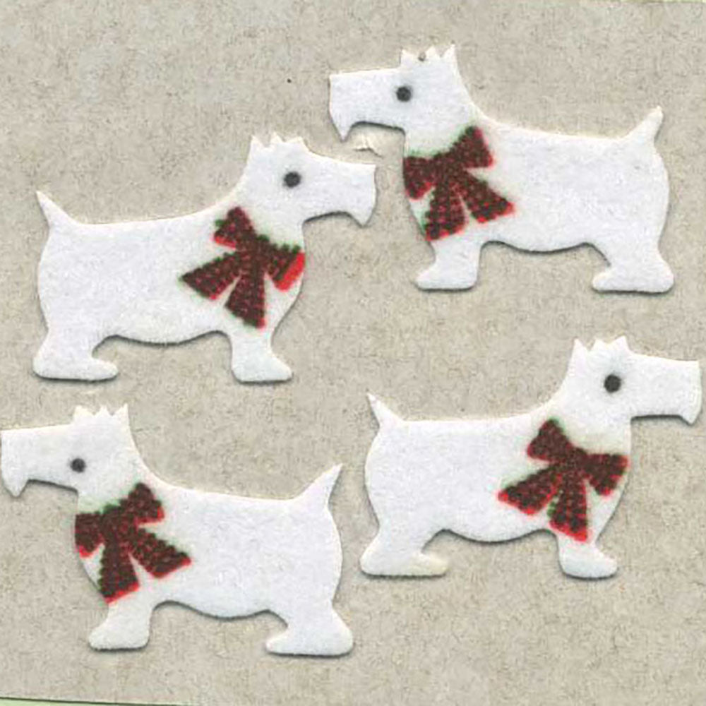 White Scotties Fuzzy Stickers
