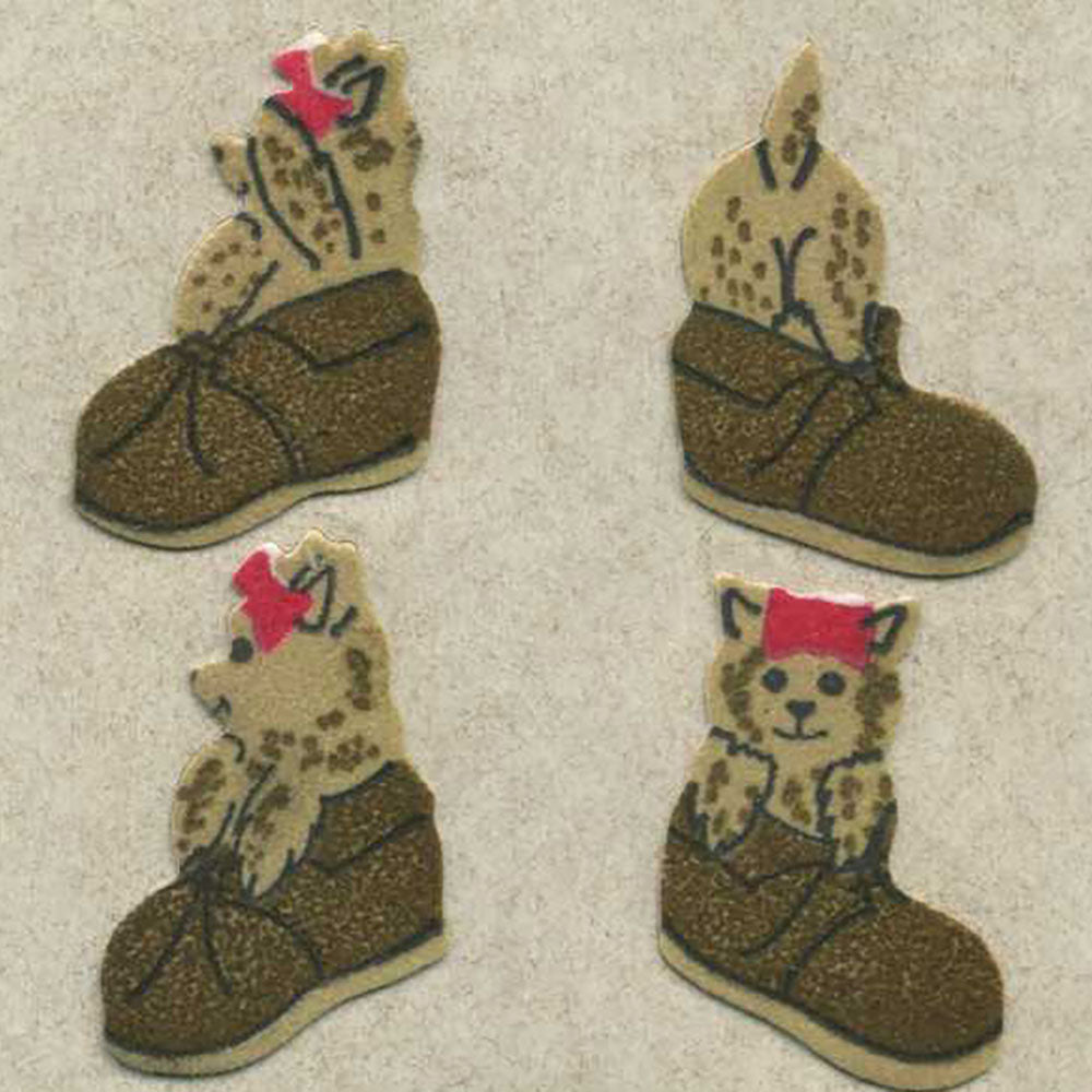 Puppies In Shoes Fuzzy Stickers