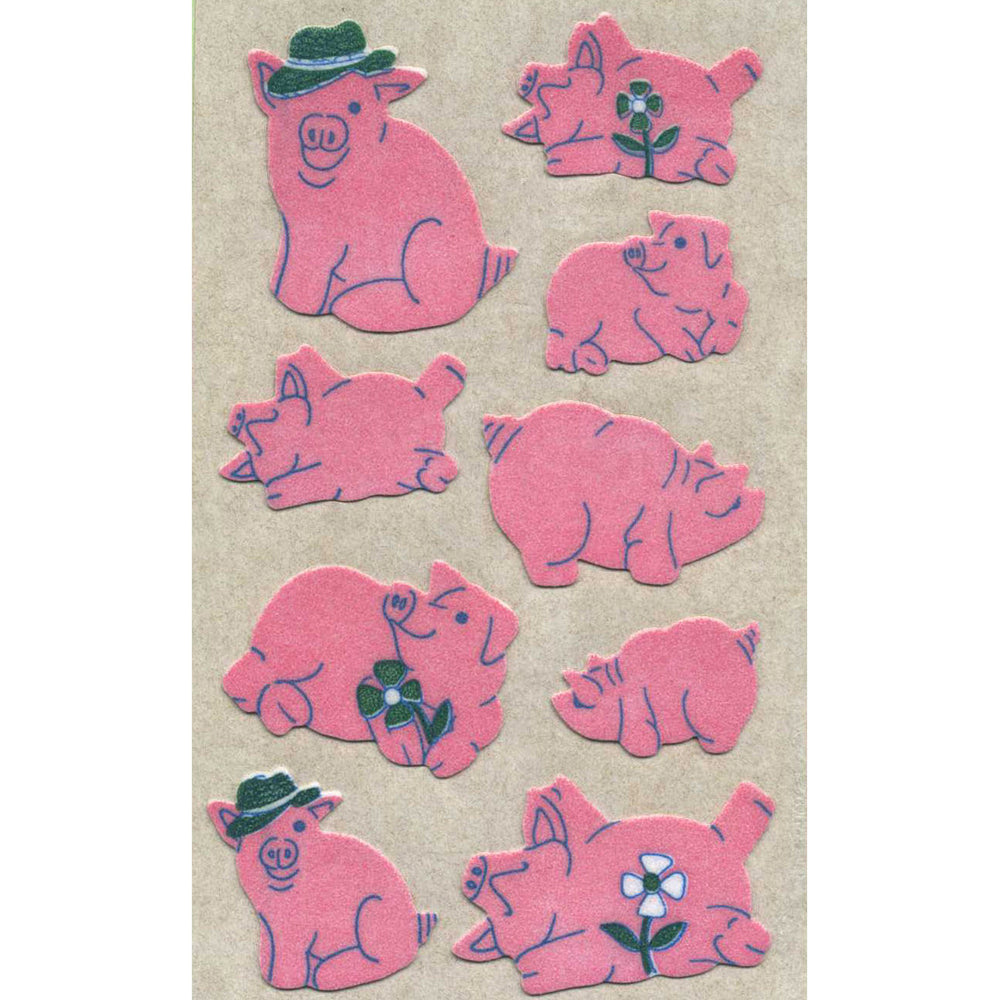 Pink Pigs Fuzzy Stickers, Large