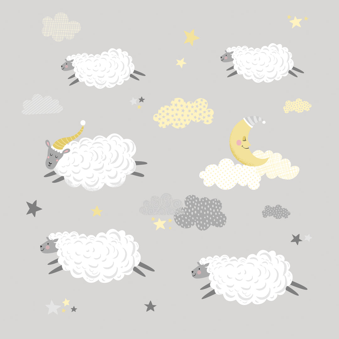 Sheep, Clouds, Moon And Stars Wall Stickers