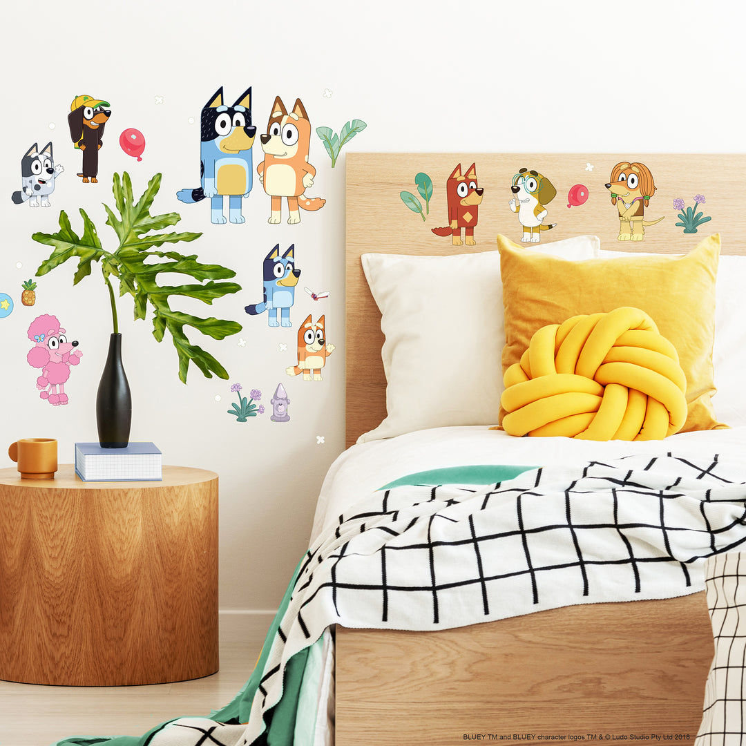 Bluey Wall Sticker Decals On A Bedroom Wall