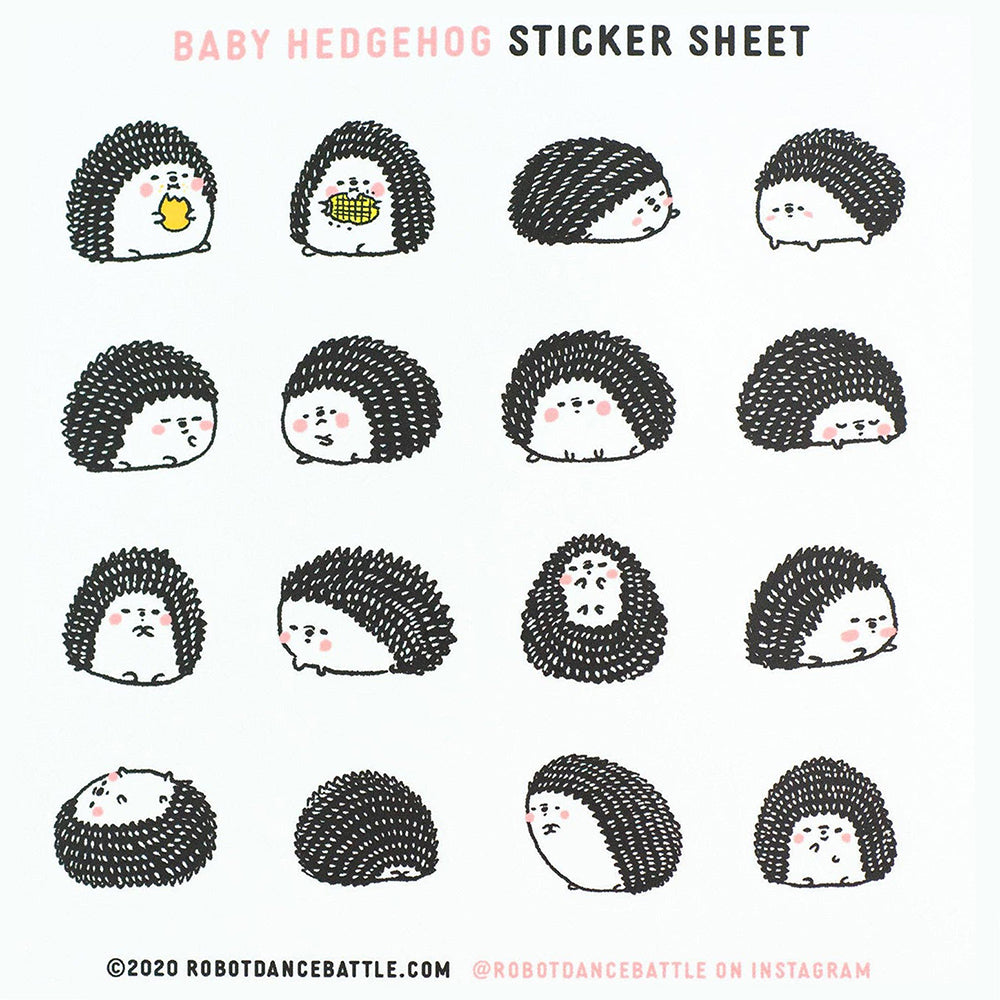Baby Hedgehog Vinyl Sticker Decal Sheet
