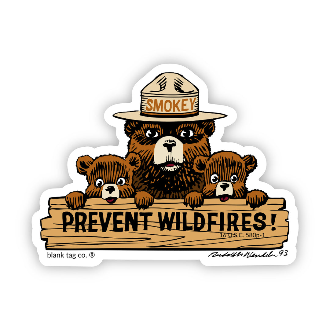 Smokey Bear The Classic Prevent Wildfires Vinyl Sticker Decal