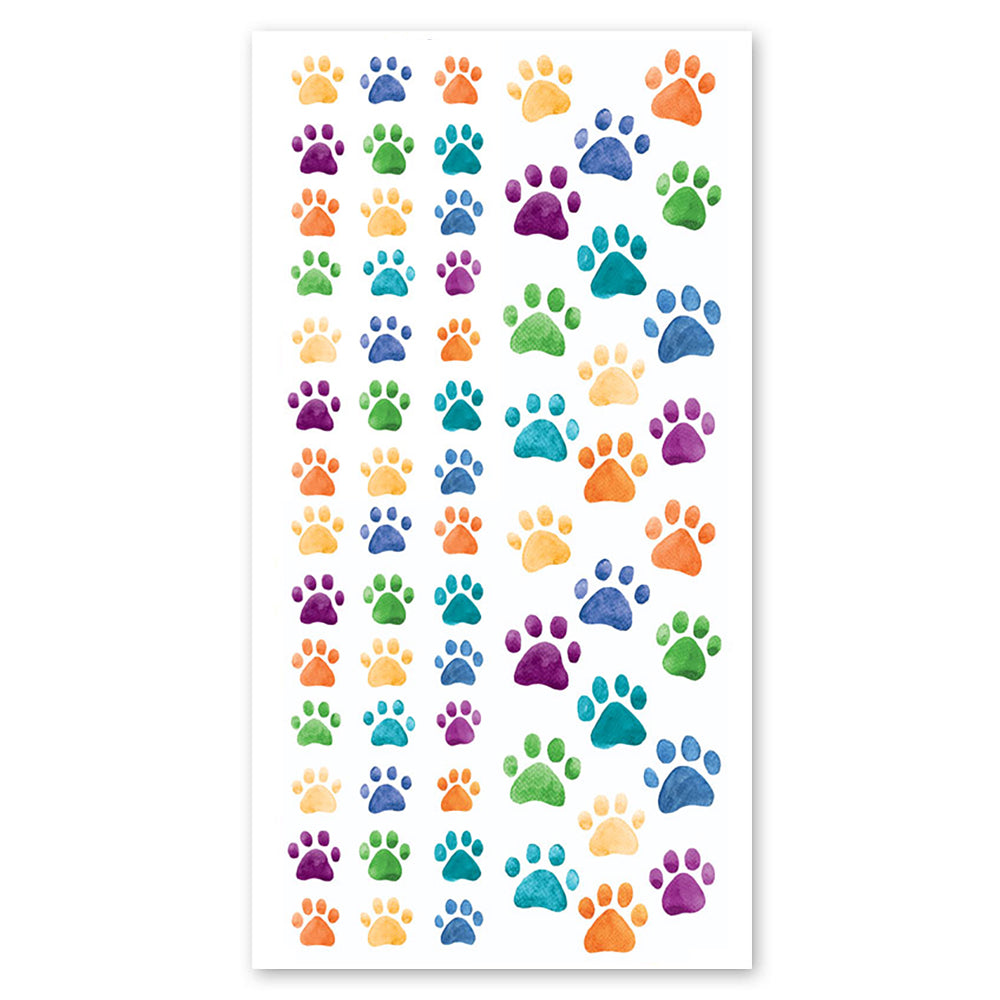 Colorful Paw Prints Stickers - Packaged