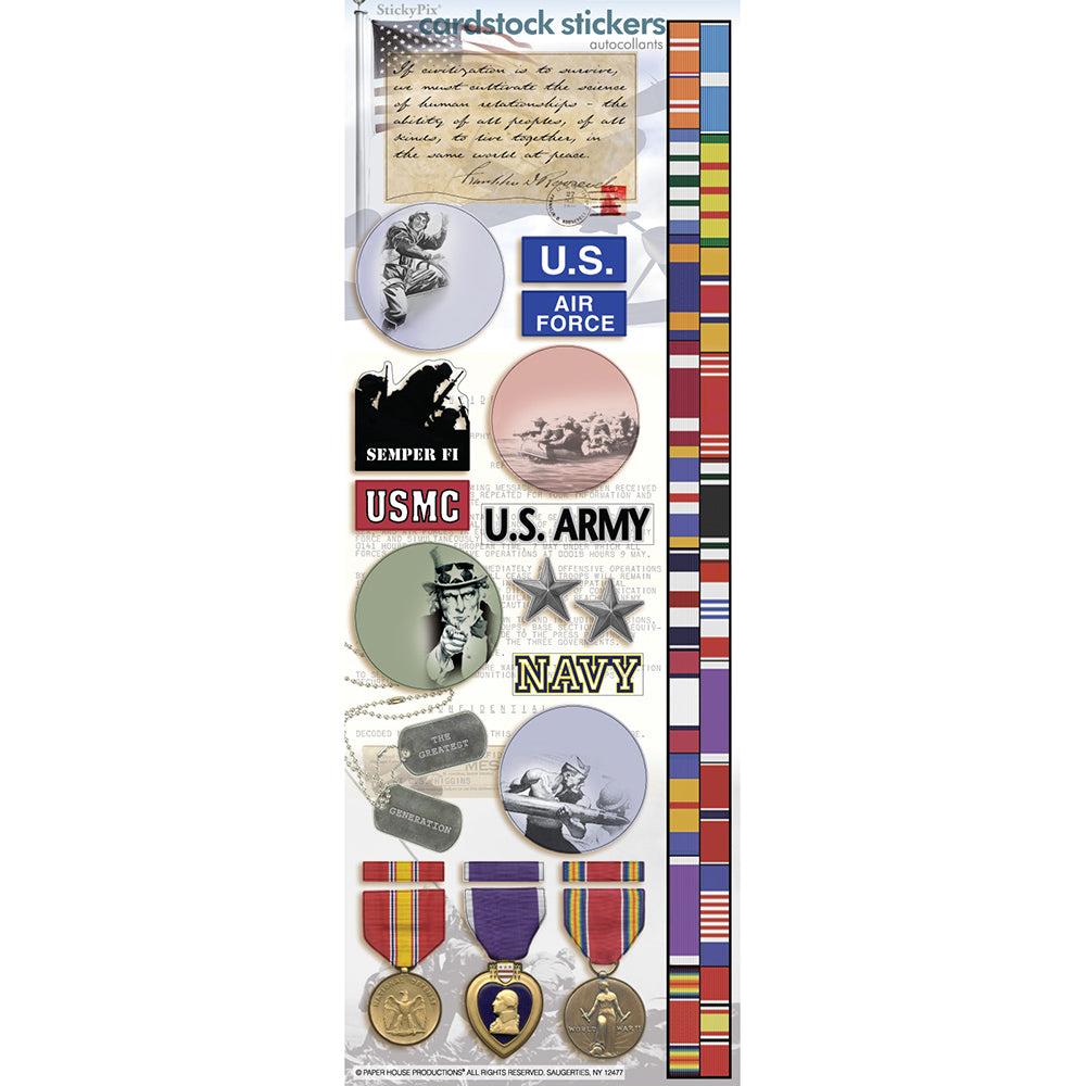 United States Military Cardstock Stickers