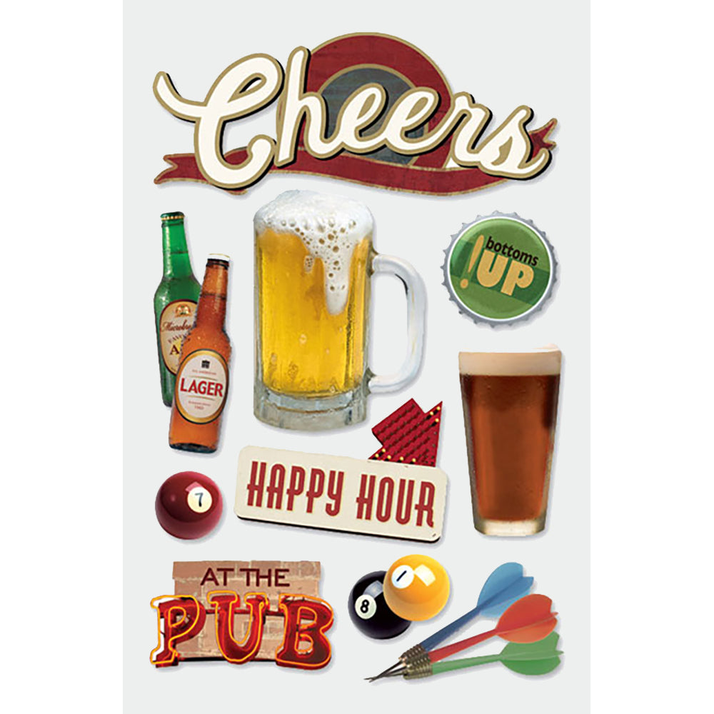 Cheers And Beer 3-D Stickers