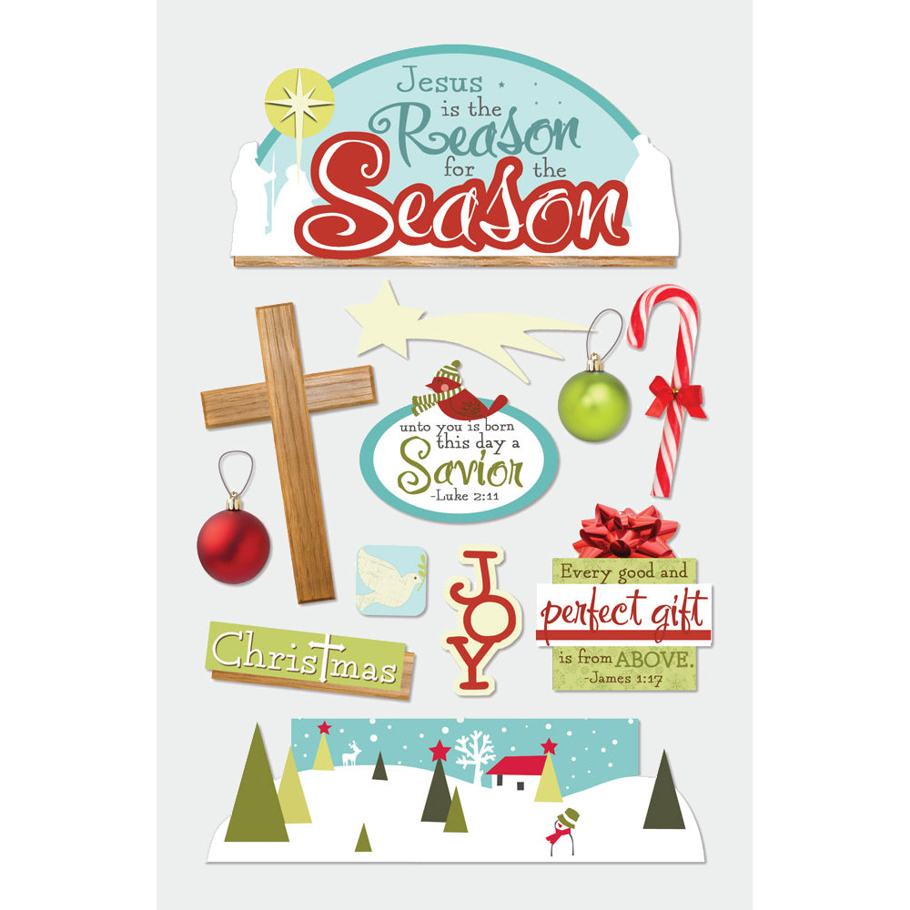 Reason For The Season Christmas 3-D Stickers