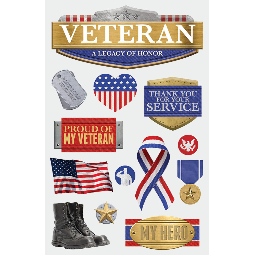 U. S. Veteran 3-D Stickers