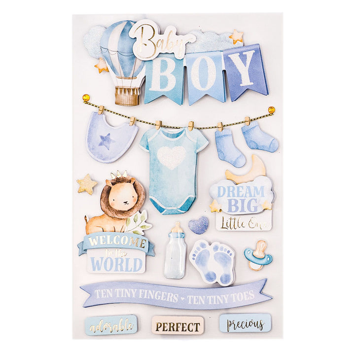 Baby Boy Watercolor 3-D Stickers