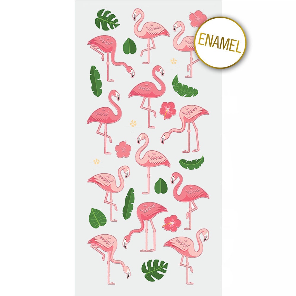 Flamingos Faux Enamel Stickers