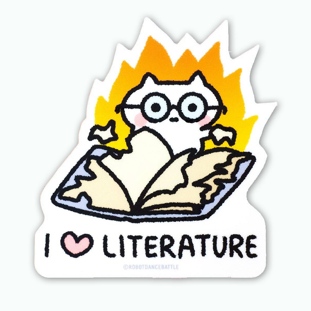 I Love Literature Cat Vinyl Sticker Decal