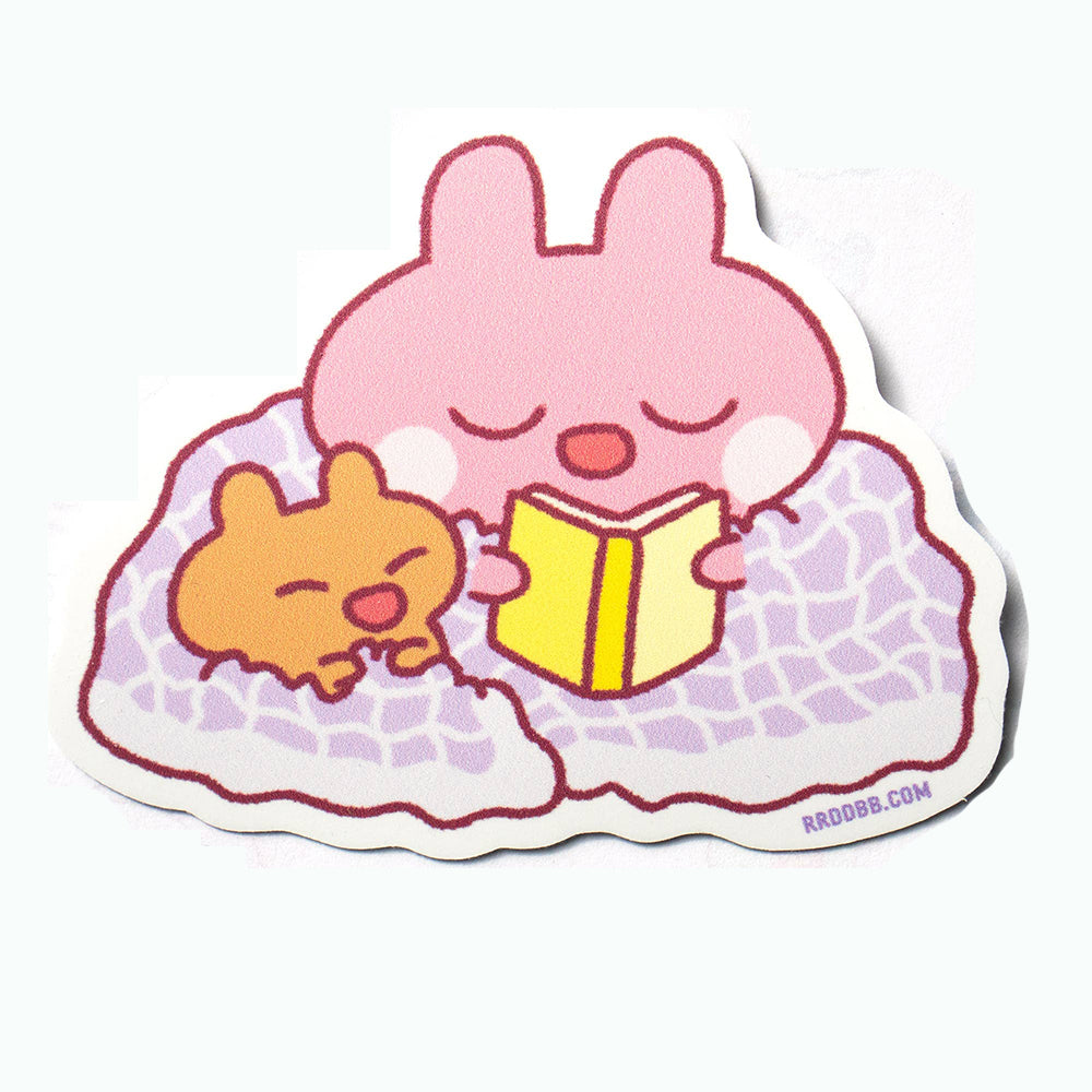 Bunny Cozy Reading Vinyl Sticker Decal