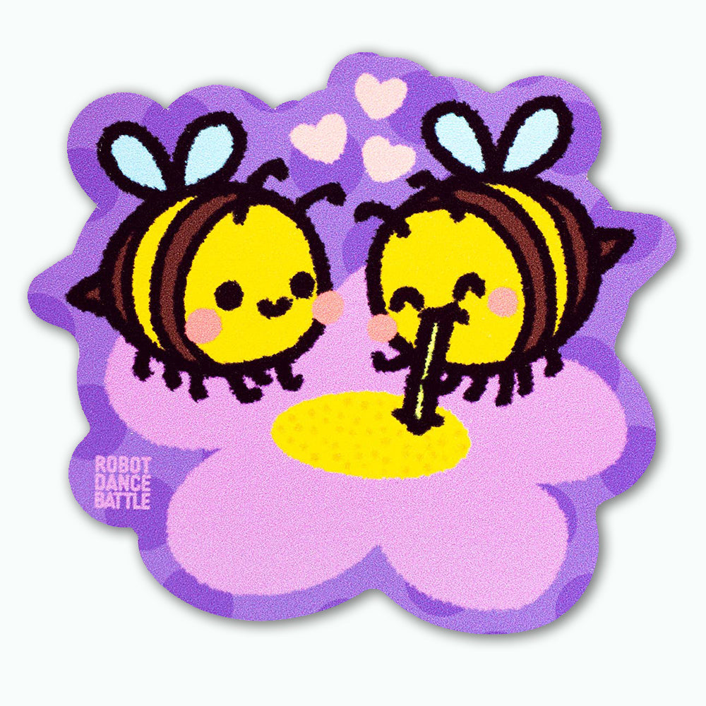 Bees On Flower Vinyl Sticker Decal