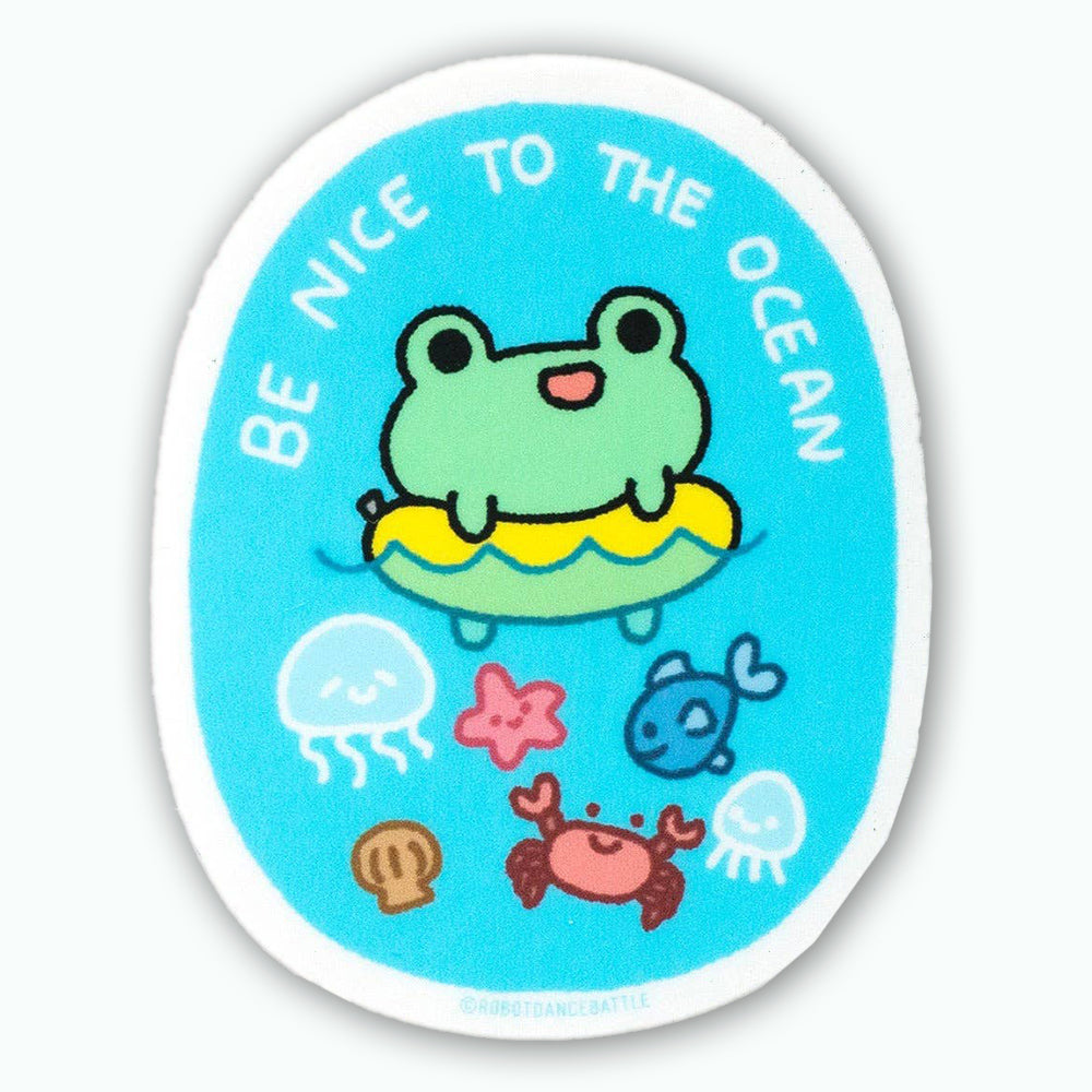 Be Nice To The Ocean Frog Vinyl Sticker Decal