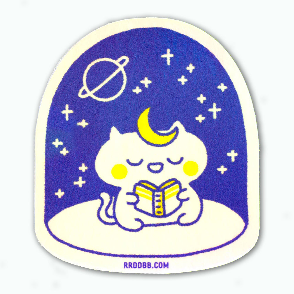 Reading Magical Cat Holographic Vinyl Sticker Decal