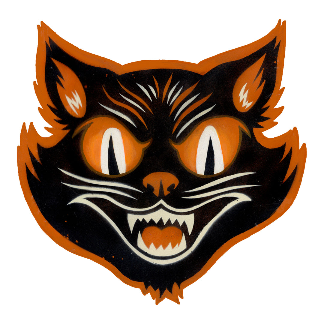 Black Cat Scary Face Vinyl Sticker Decal