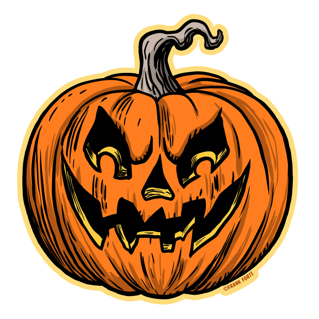Jack-o-Lantern With Scary Face Vinyl Sticker Decal