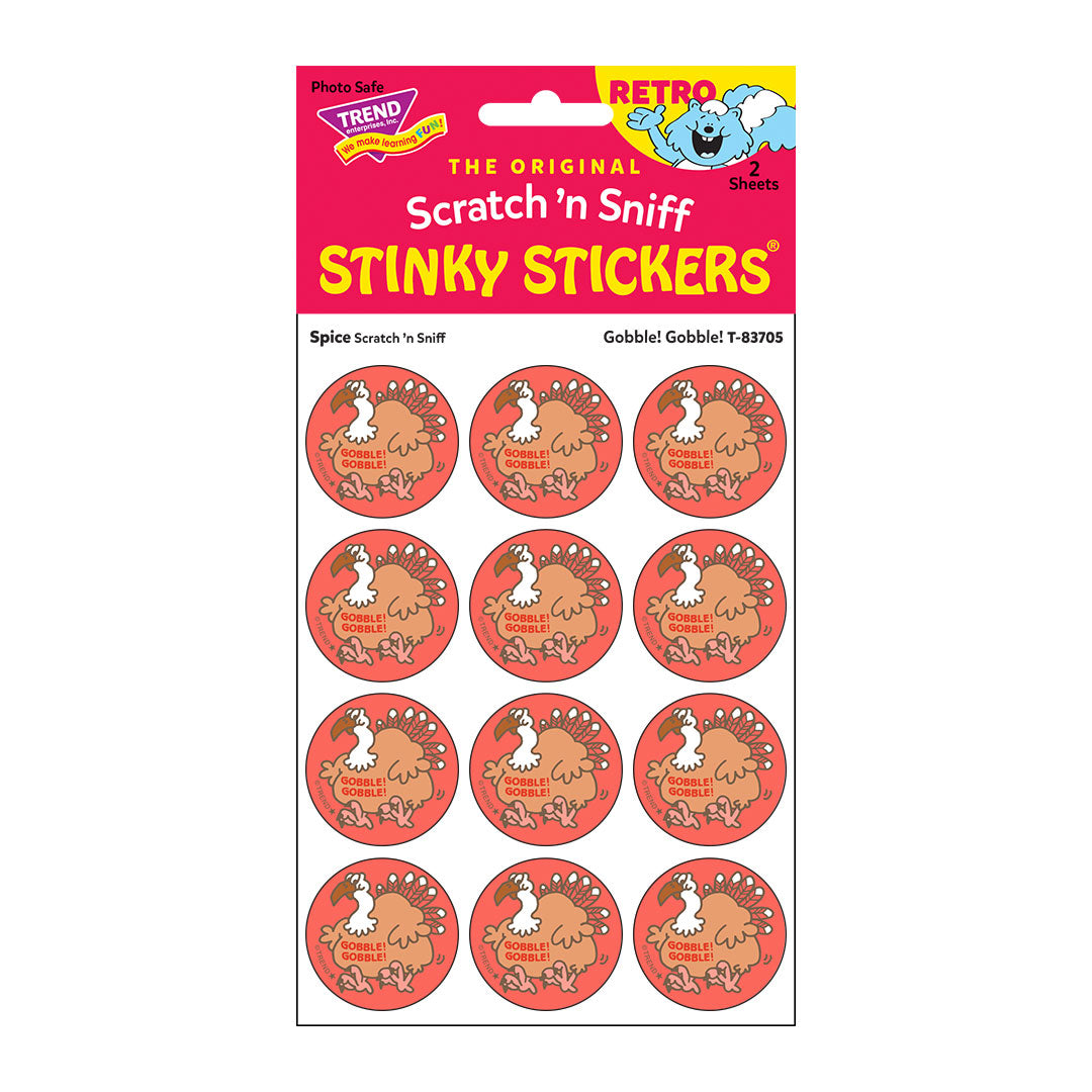 Gobble! Gobble! - Spice-Scented Turkey Retro Scratch And Sniff Stinky Stickers