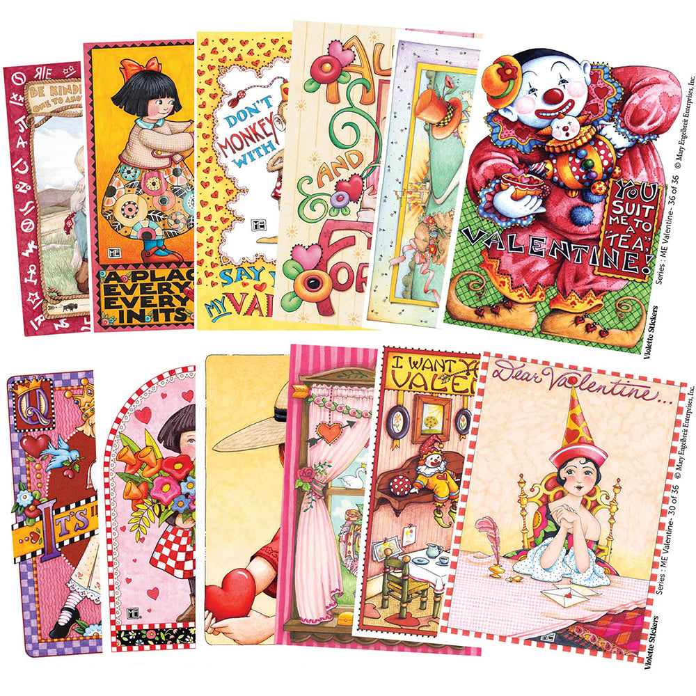 Mary Engelbreit's Valentine Queen of Hearts Vinyl Sticker Decals Tin