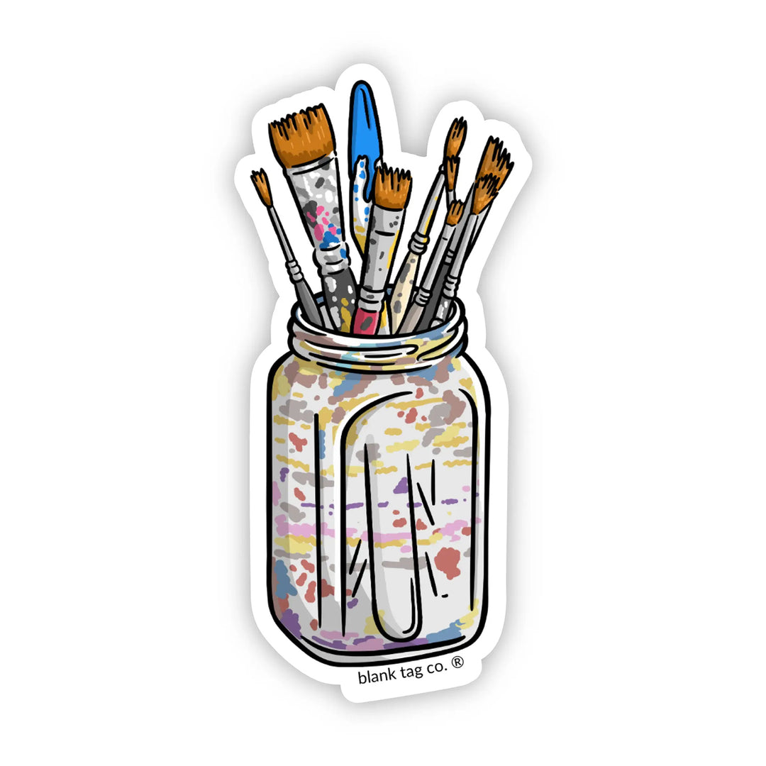 The Jar of Paint Brushes Vinyl Sticker Decal