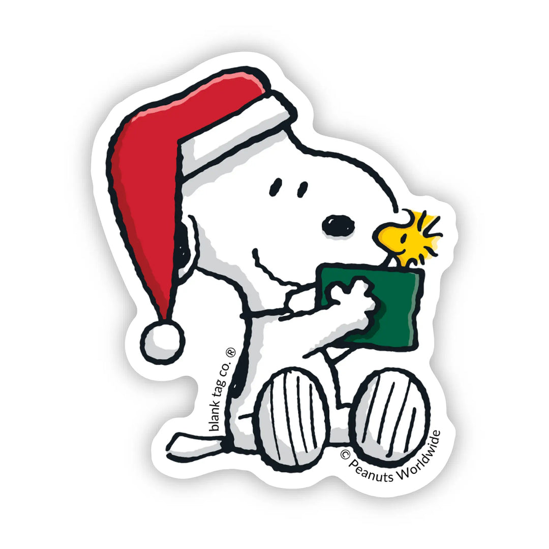 The Peanuts Snoopy With Woodstock In A Box Vinyl Sticker Decal