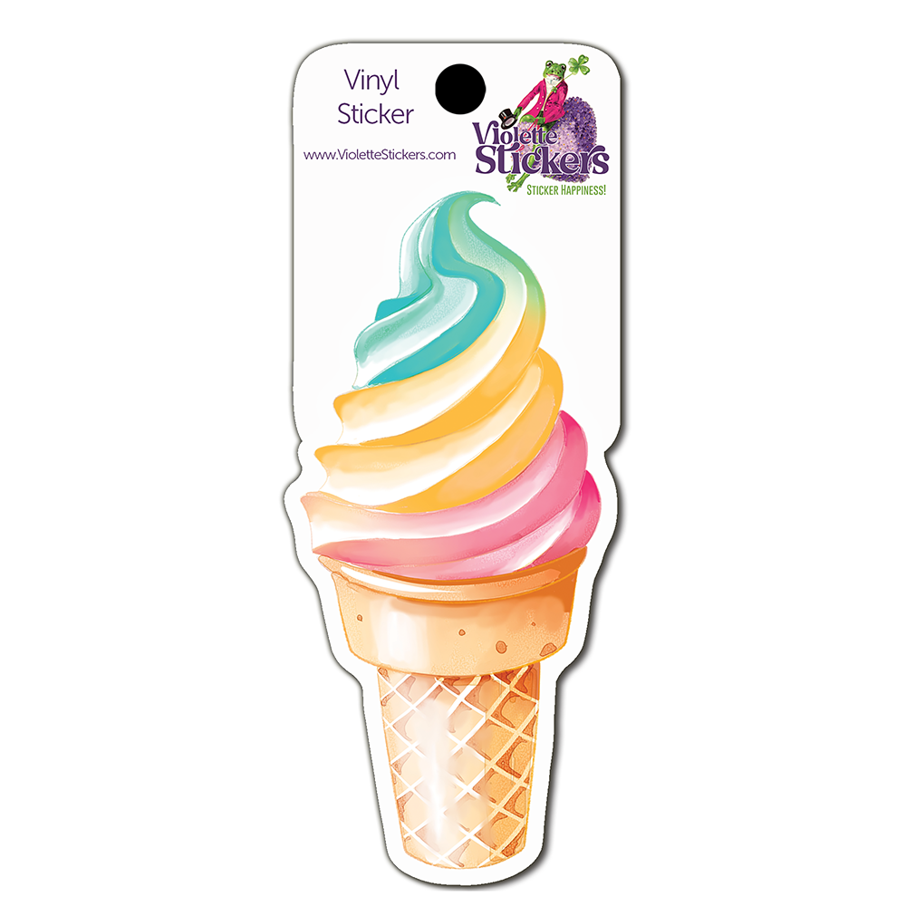 Rainbow Swirl Cone Vinyl Sticker Decal