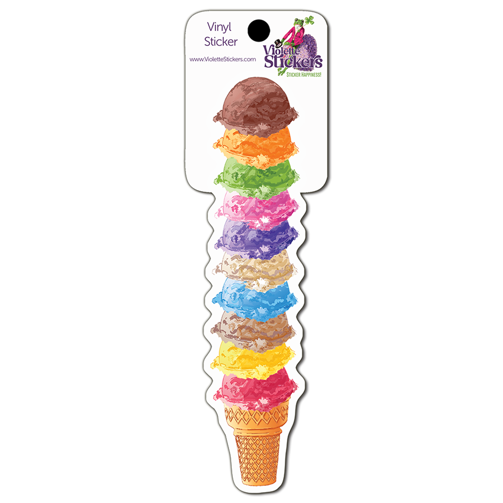 Tall Ice Cream Cone Vinyl Sticker Decal