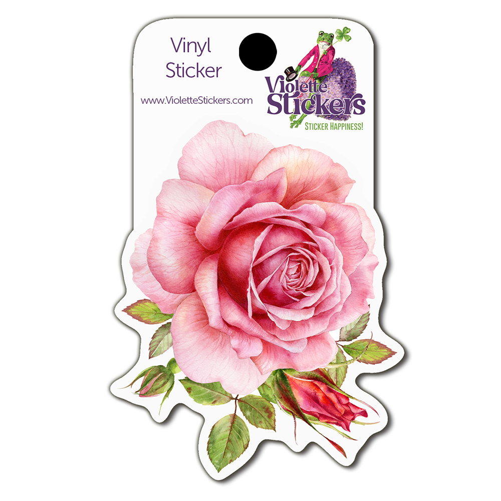 Pink Rose Vinyl Sticker Decal